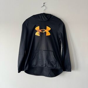 Under Armour Black Pullover with Vibrant Orange Emblem